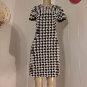 Calvin Klein Black and White Sheath Midi Dress